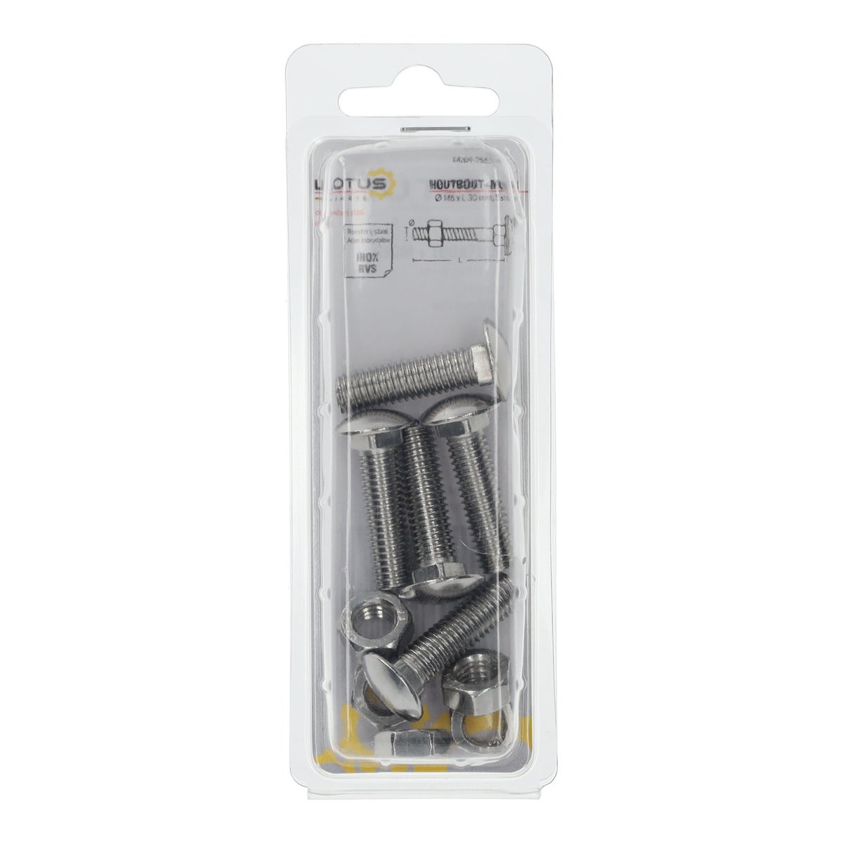 Houtbout en moer RVS M8 x 30 mm 5 stuks Lotus Houtbout en moer RVS M8 x 30 mm 5 stuks Lotus