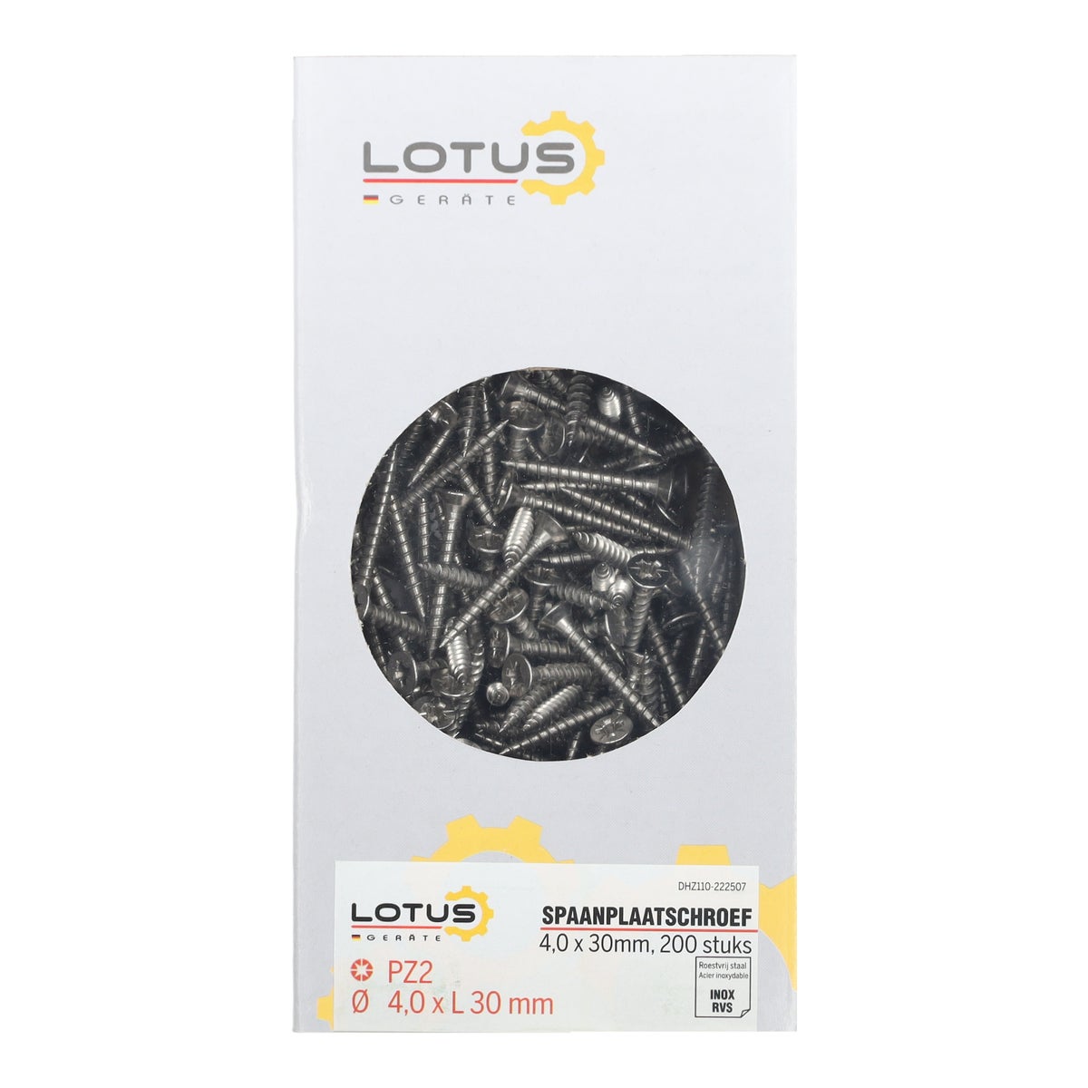Spaanplaatschroef RVS 4,0 x 30 mm 200 stuks Lotus Spaanplaatschroef RVS 4,0 x 30 mm 200 stuks Lotus