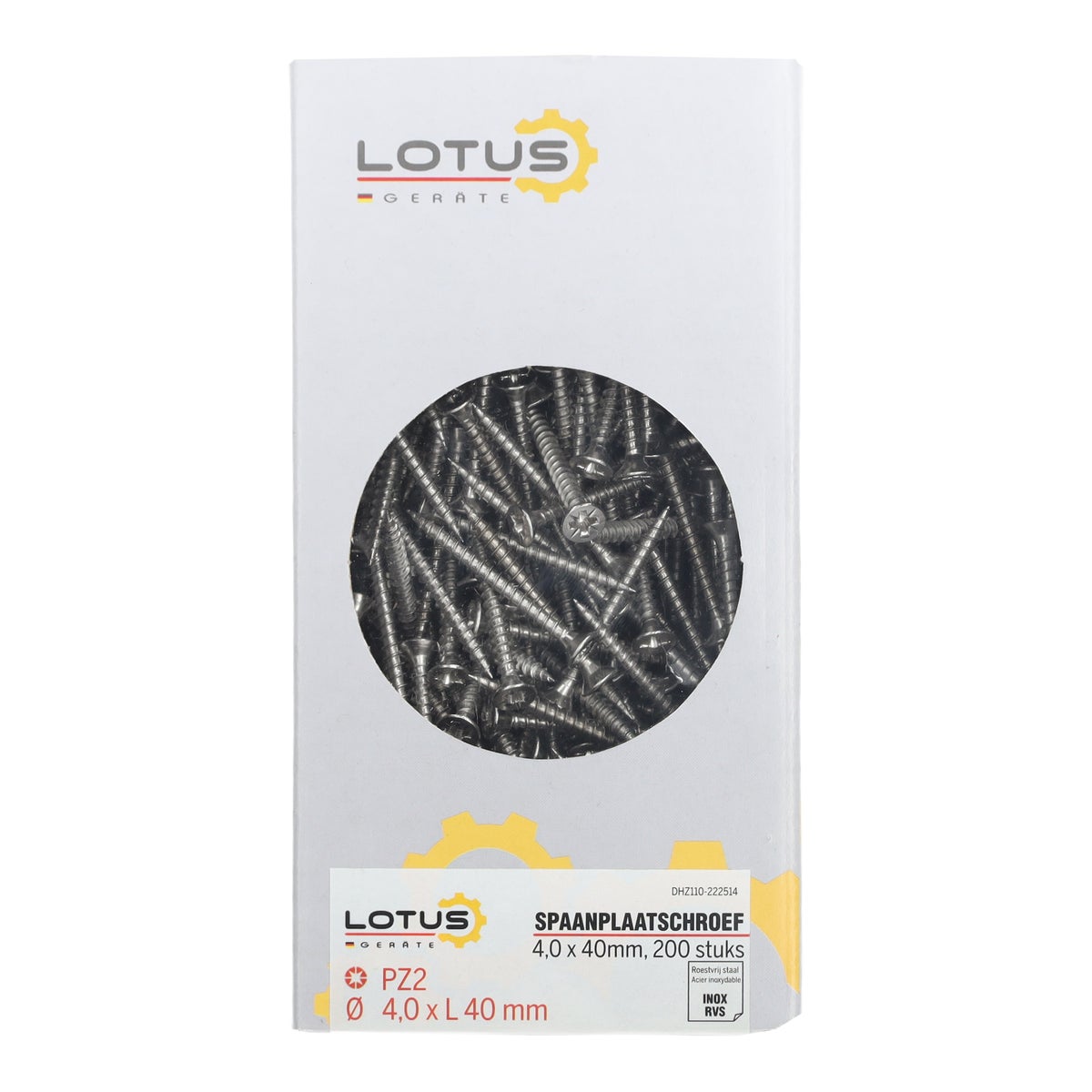 Spaanplaatschroef RVS 4,0 x 40 mm 200 stuks Lotus Spaanplaatschroef RVS 4,0 x 40 mm 200 stuks Lotus