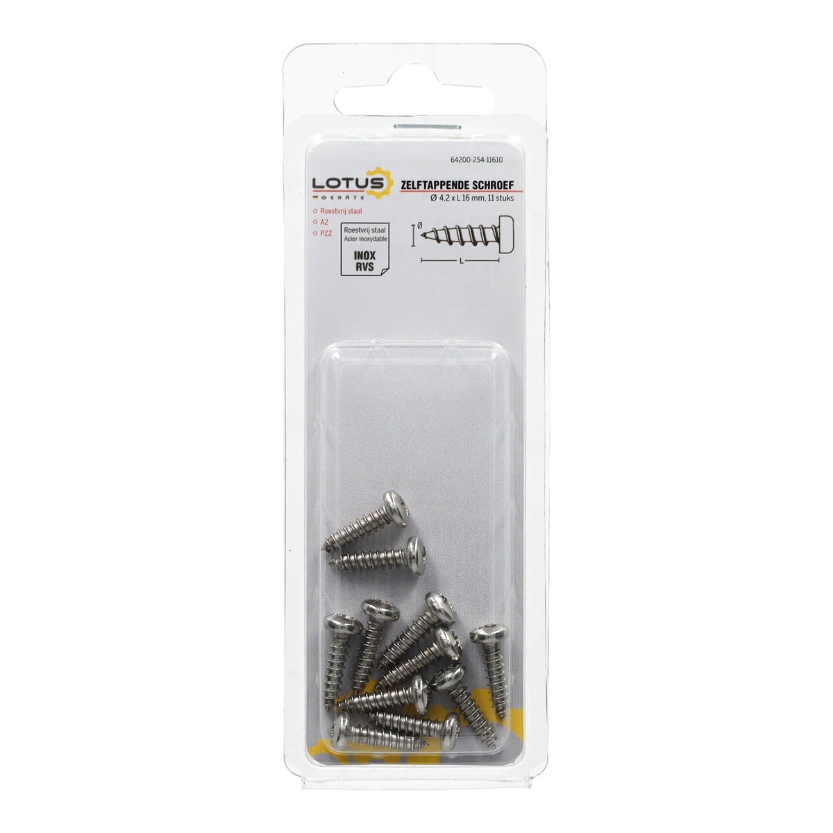 Zelftapschrf RVS 4,2 x 16 11 stuks Lotus Zelftapschrf RVS 4,2 x 16 11 stuks Lotus