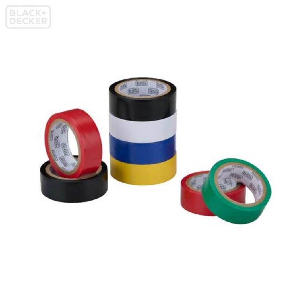 Tape isolatie 18mmx5m 8 stuks assorti Black en Decker Tape isolatie 18mmx5m 8 stuks assorti Black en Decker
