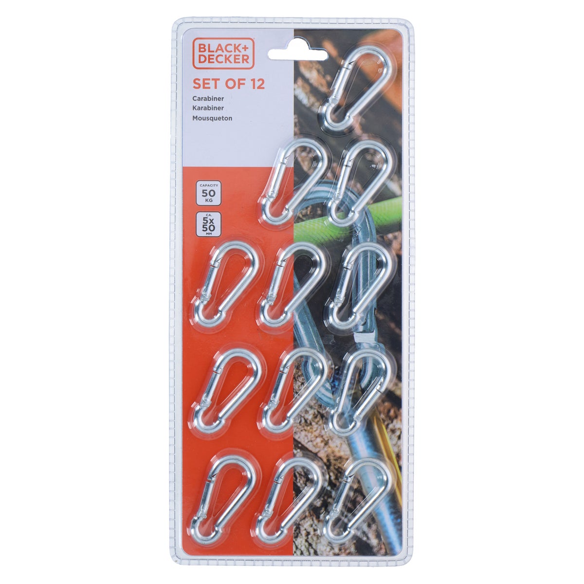 Karabijnhaak 50 mm 50 kg 12 stuks Black&Decker Karabijnhaak 50 mm 50 kg 12 stuks Black&Decker