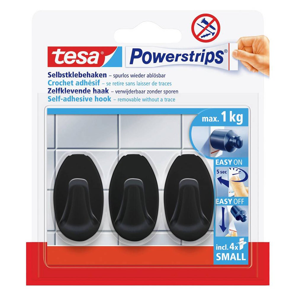 Powerstrips haak S ovaal zwart 3 stuks Powerstrips haak S ovaal zwart 3 stuks