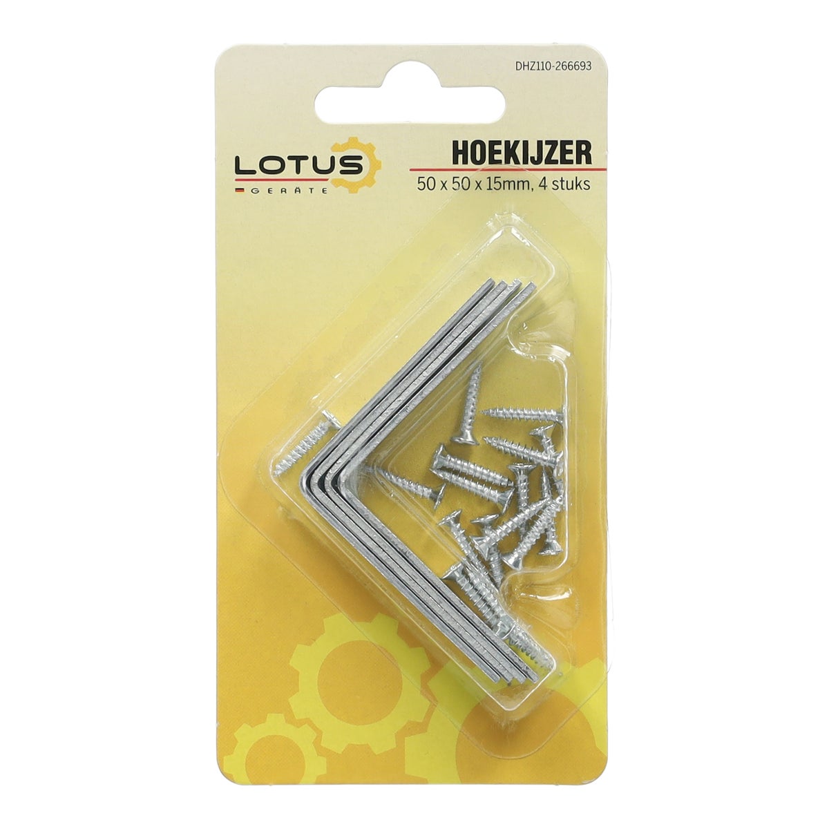 Hoekijzer 50 x 50 x 15 mm 4 stuks Lotus Hoekijzer 50 x 50 x 15 mm 4 stuks Lotus