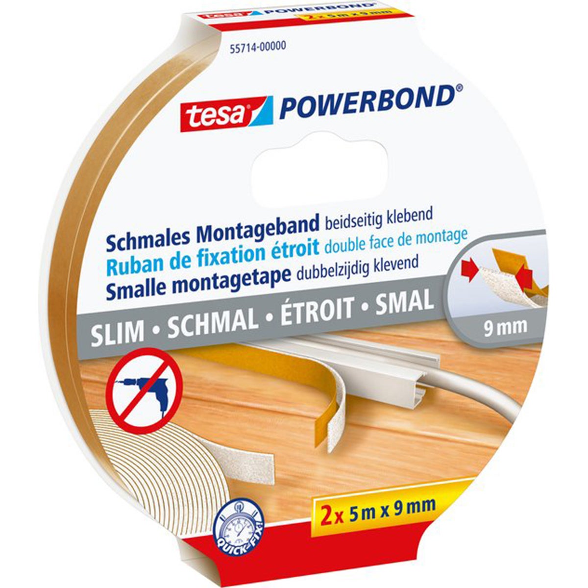Tape montage smal 9mmx5M 2 stuks Tape montage smal 9mmx5M 2 stuks
