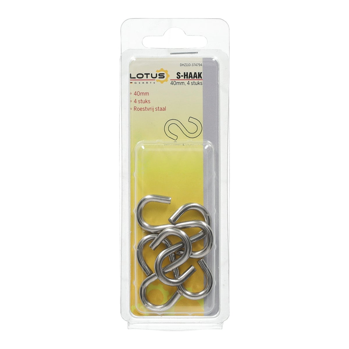 S-haak 40 mm RVS 4 stuks Lotus S-haak 40 mm RVS 4 stuks Lotus