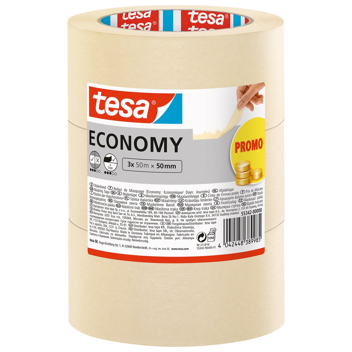 Afplakband uni 50mmx50M 3st Afplakband uni 50mmx50M 3st