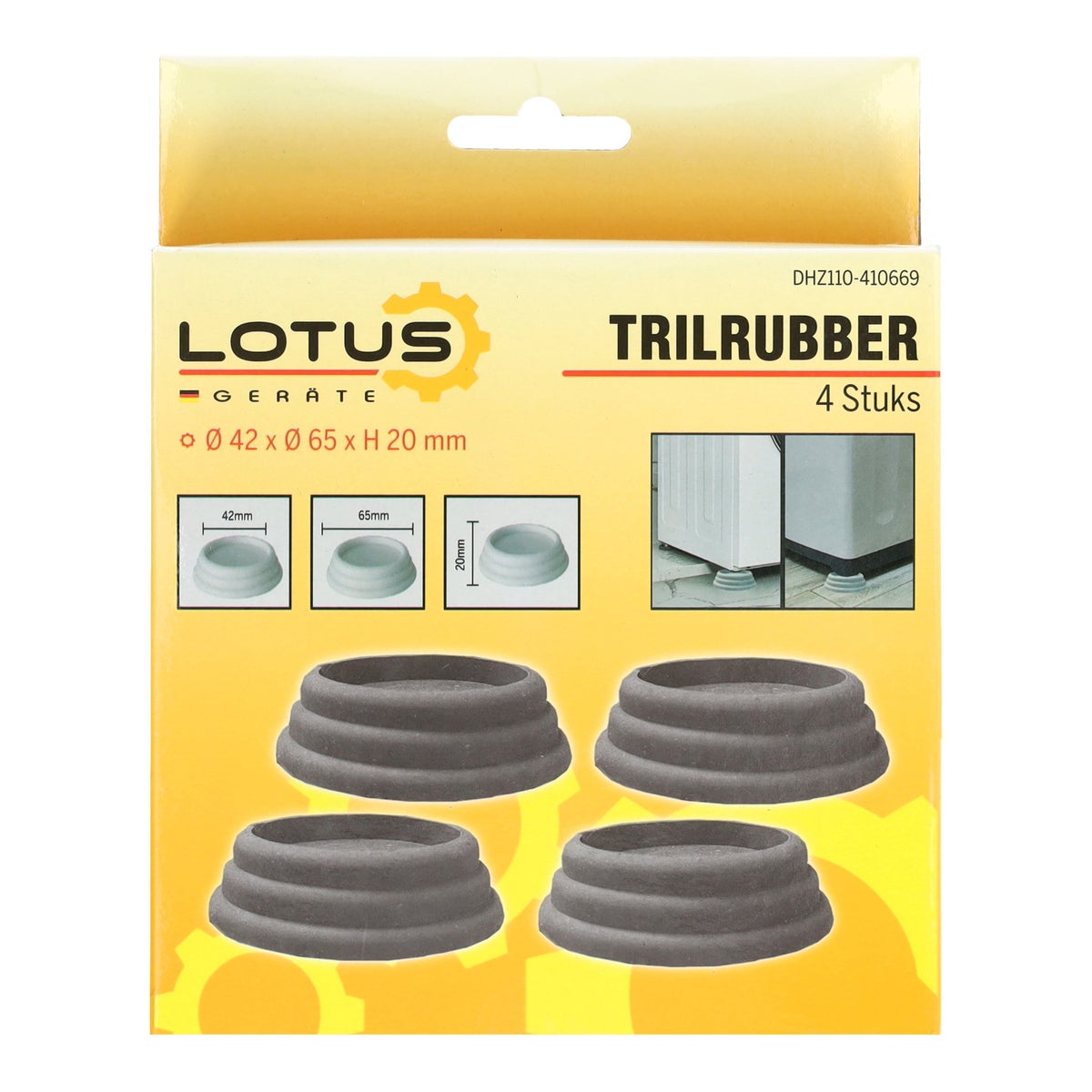 Trilrubber 4 stuks Lotus Trilrubber 4 stuks Lotus