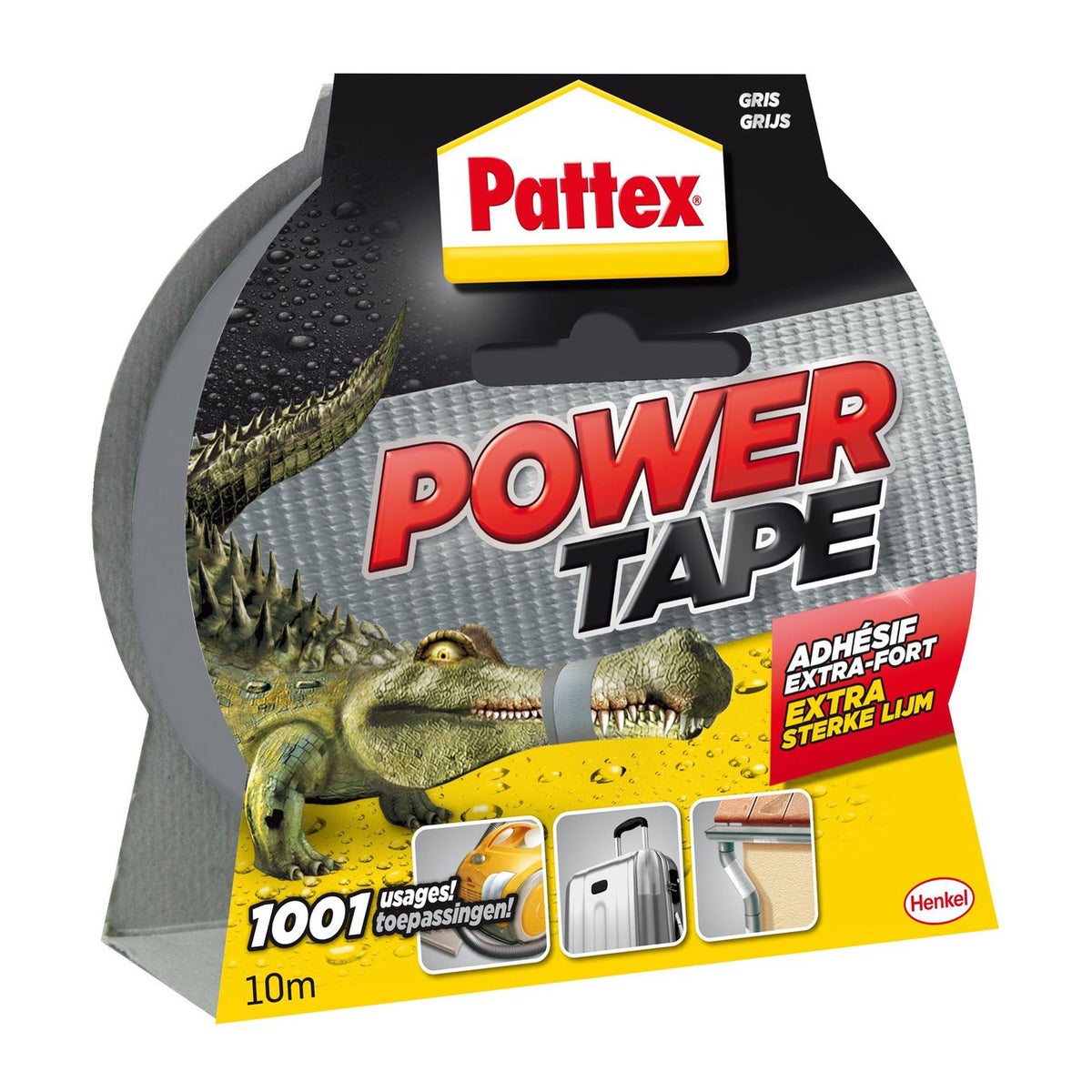Power tape 10 m x 50 mm grijs Pattex Power tape 10 m x 50 mm grijs Pattex