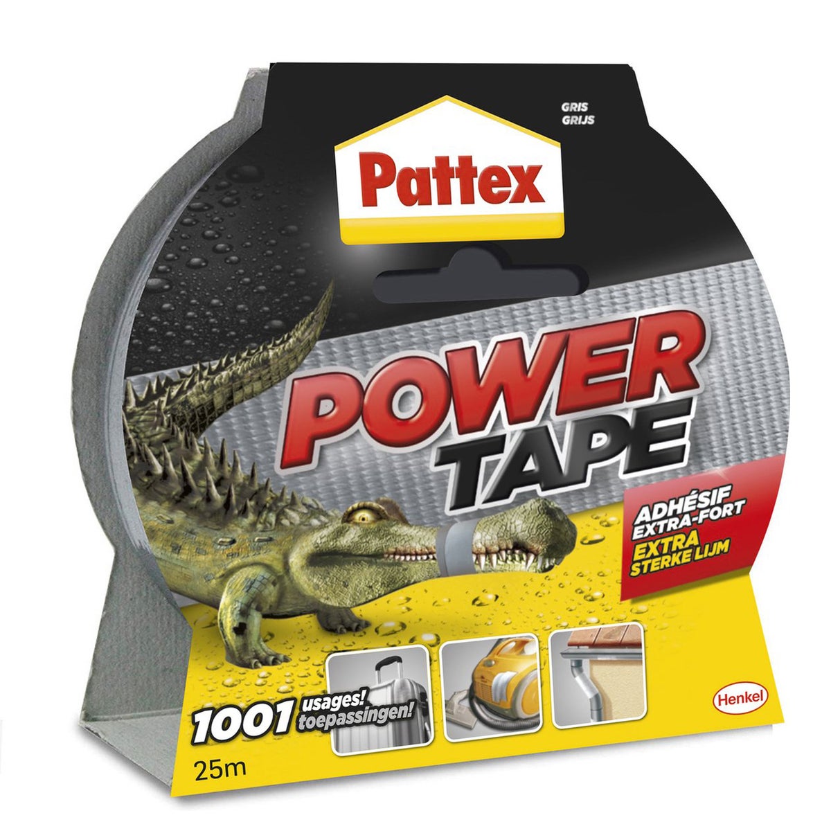Power tape 25 m x 50 mm grijs Pattex Power tape 25 m x 50 mm grijs Pattex