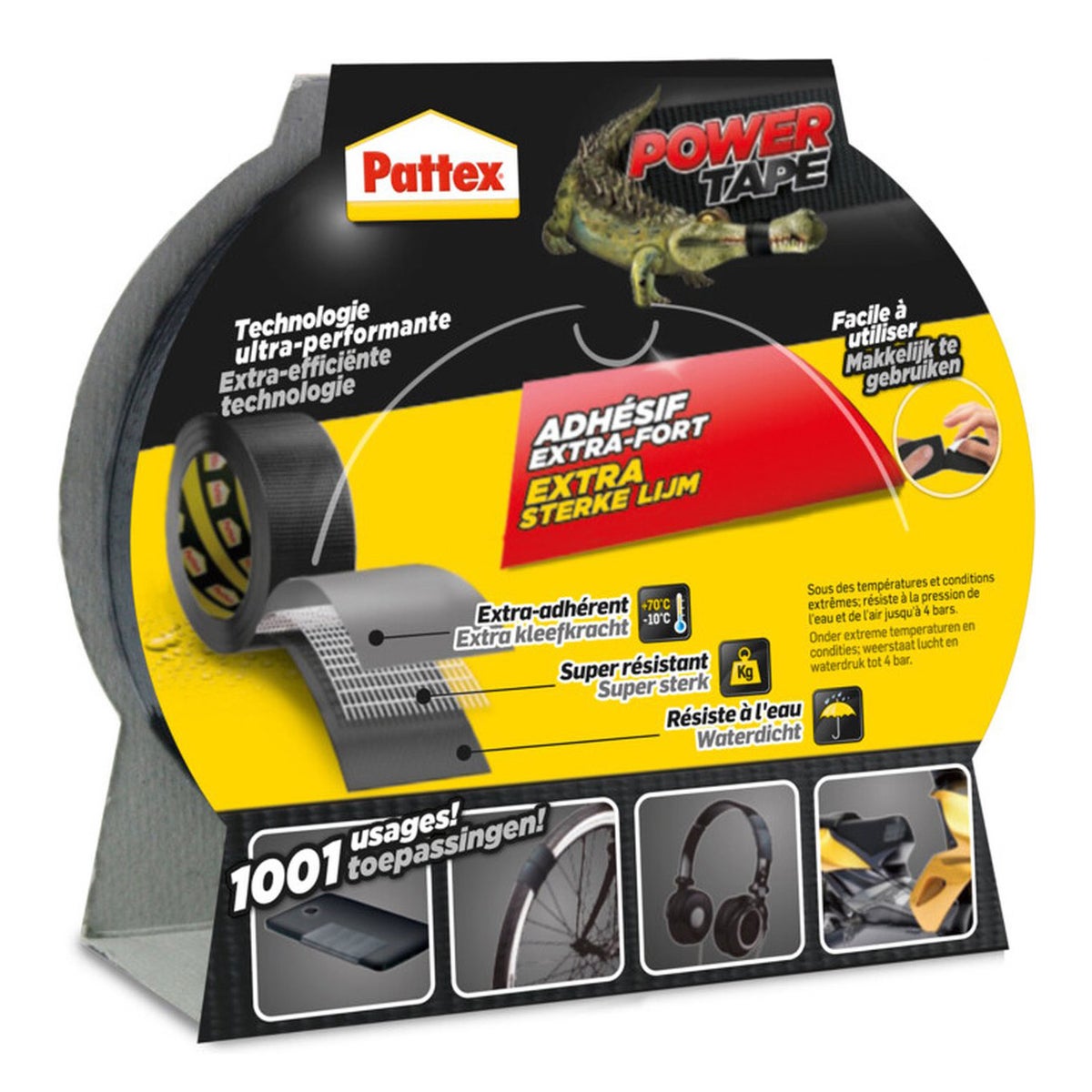 Power tape 10 m x 50 mm zwart Pattex Power tape 10 m x 50 mm zwart Pattex