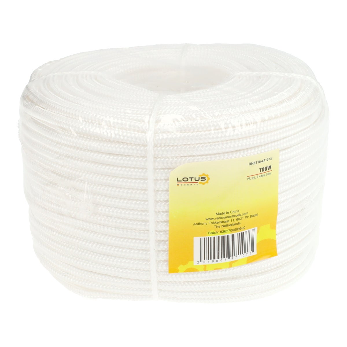 Touw wit PP Ø4 mm x 50 m Lotus Touw wit PP Ø4 mm x 50 m Lotus