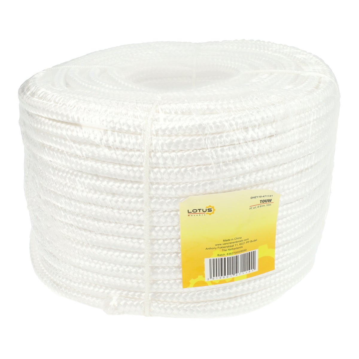 Touw wit PP Ø8 mm x 50 m Lotus Touw wit PP Ø8 mm x 50 m Lotus