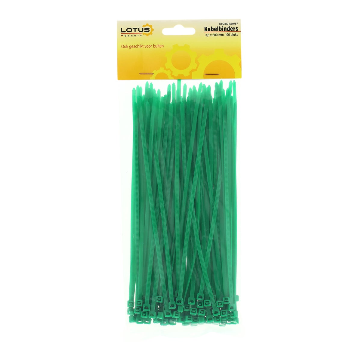 Kabelbinders KB3,6 x 200 mm 100 stuks groen Lotus Kabelbinders KB3,6 x 200 mm 100 stuks groen Lotus