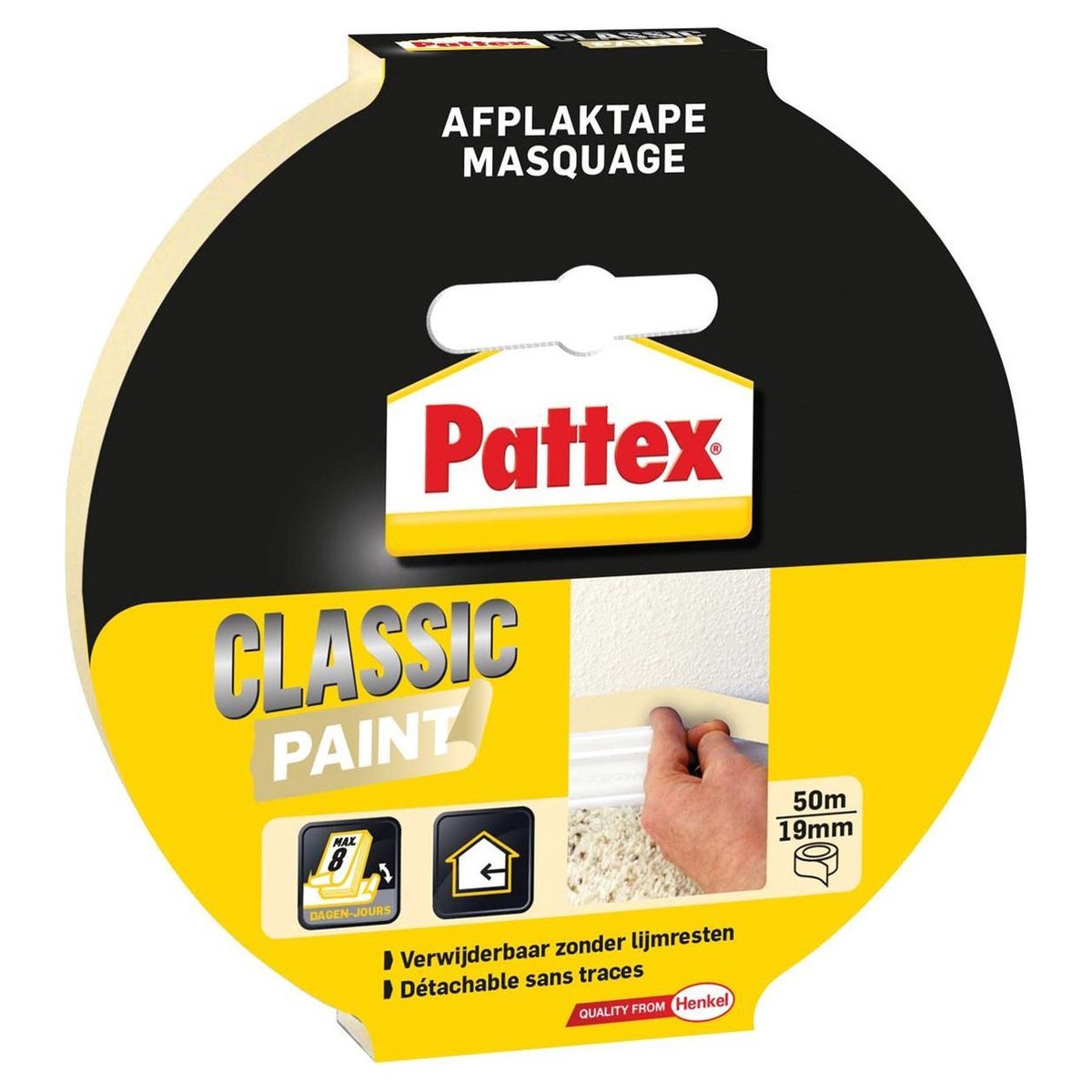 Afplaktape verf 50Mx19 mm Pattex Afplaktape verf 50Mx19 mm Pattex