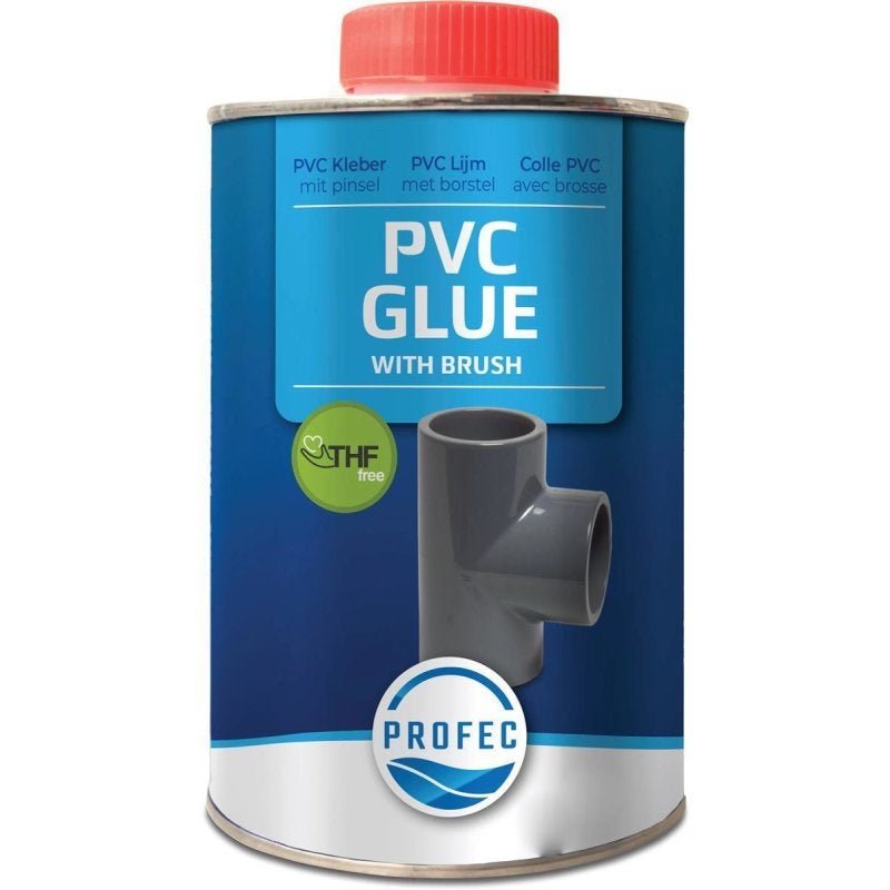 PVC lijm 500 ml met kwast Profec PVC lijm 500 ml met kwast Profec