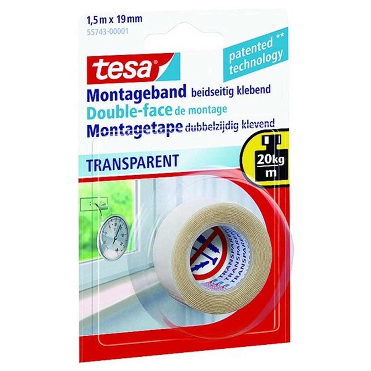 Transparante montage tape 19 mm x 1.5 m Transparante montage tape 19 mm x 1.5 m
