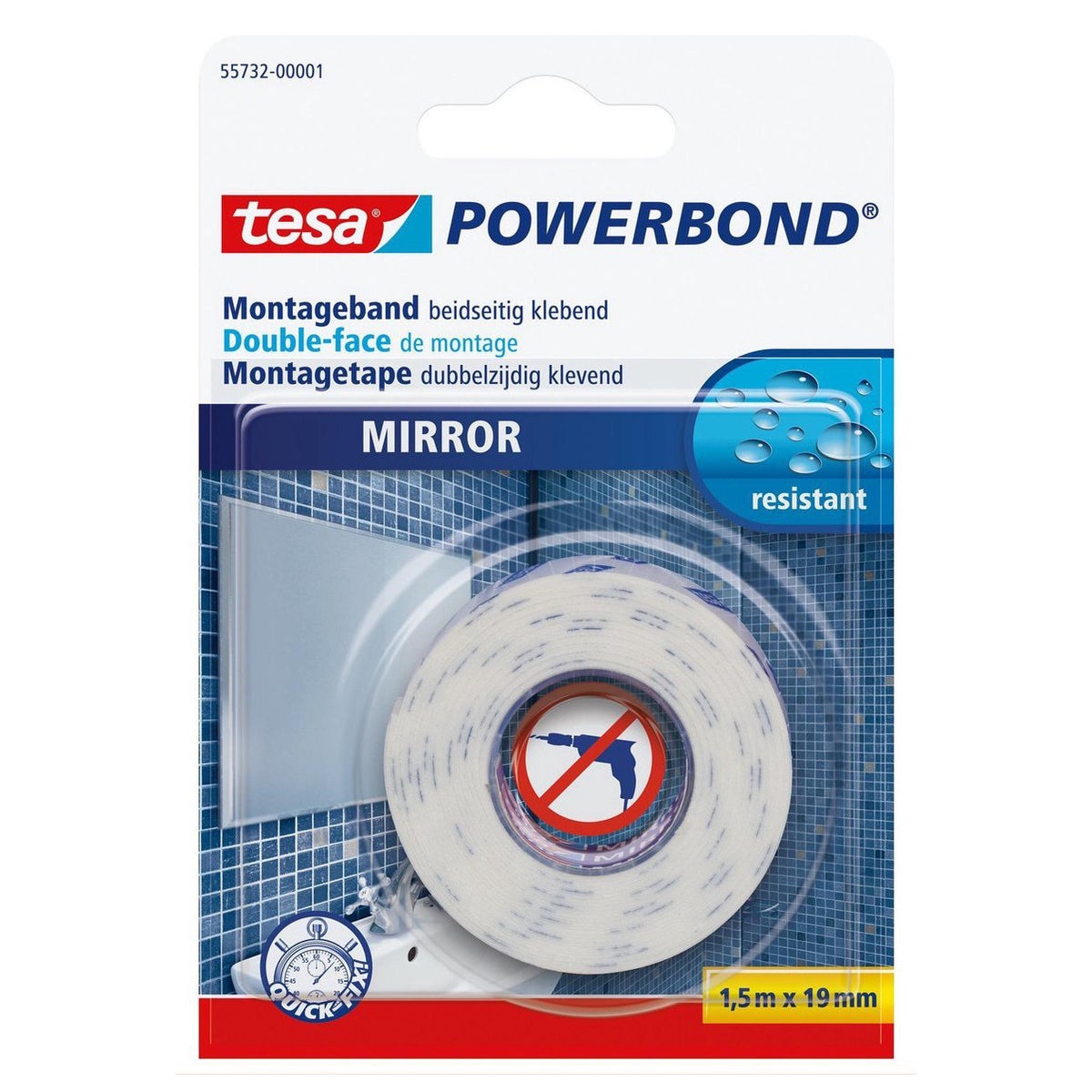 Spiegel montagetape 19mmx1.5M Spiegel montagetape 19mmx1.5M