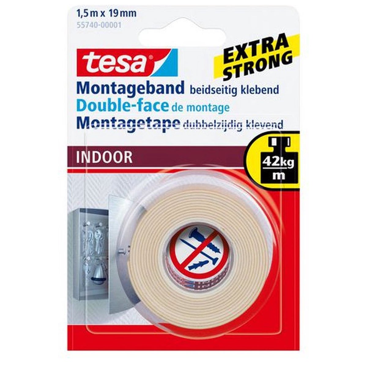 Montagetape indoor 19 mm x 1.5 m Montagetape indoor 19 mm x 1.5 m