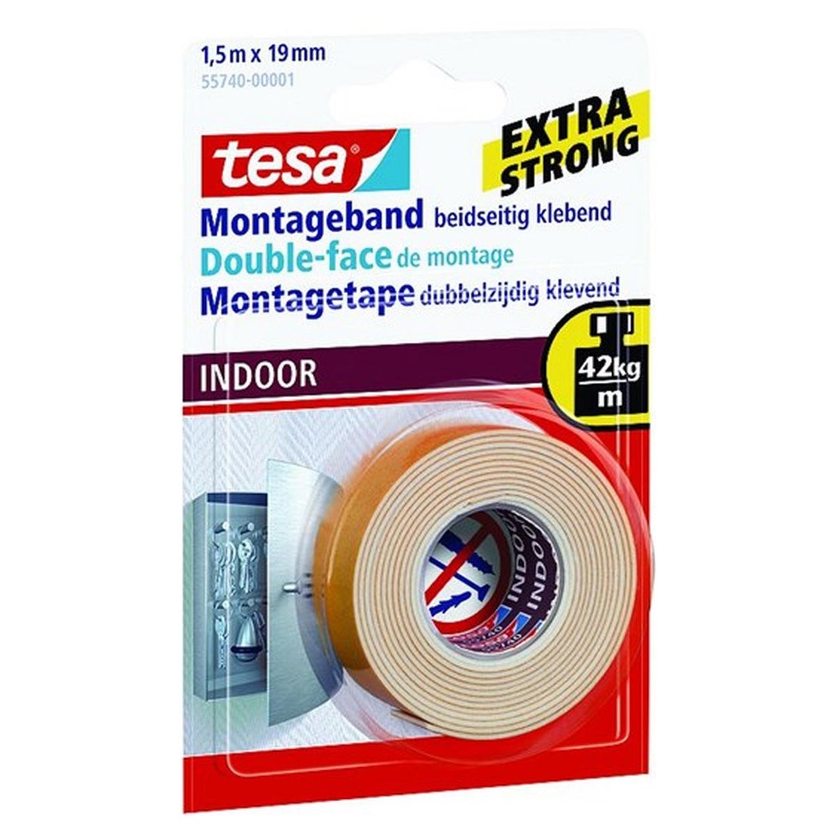 Montagetape indoor 19 mm x 1.5 m Montagetape indoor 19 mm x 1.5 m