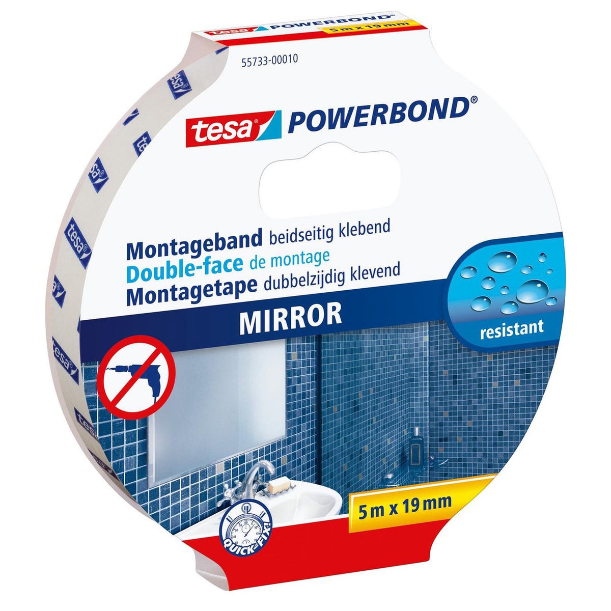 Spiegel montagetape 19 mm x 5 m Spiegel montagetape 19 mm x 5 m