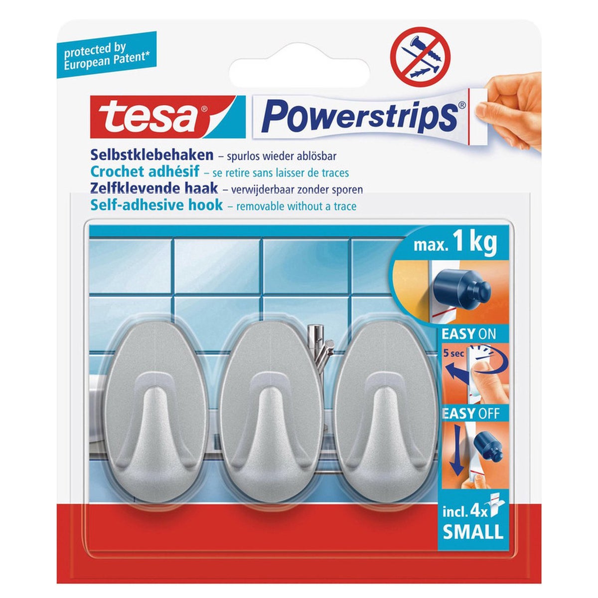 Powerstrips haak S ovaal mat chrome Powerstrips haak S ovaal mat chrome