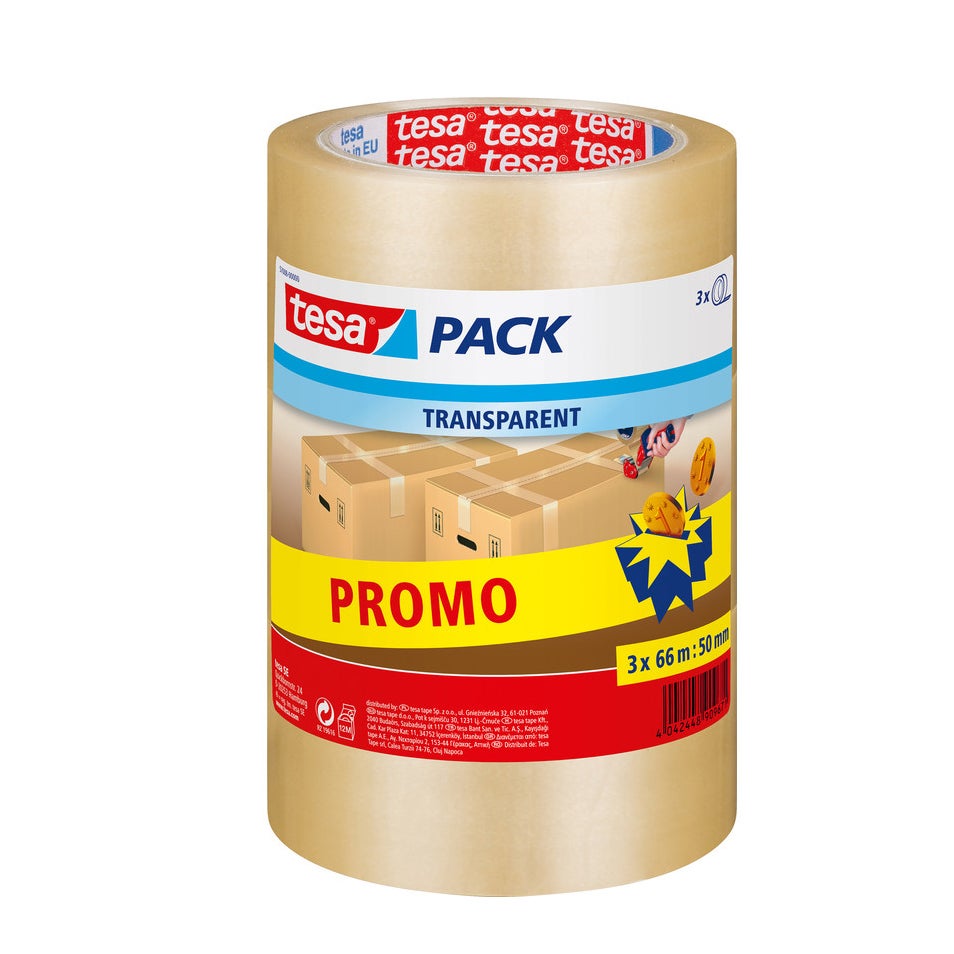 Verpakkingstape transparant 50 mm x 66 m 3 stuks Verpakkingstape transparant 50 mm x 66 m 3 stuks
