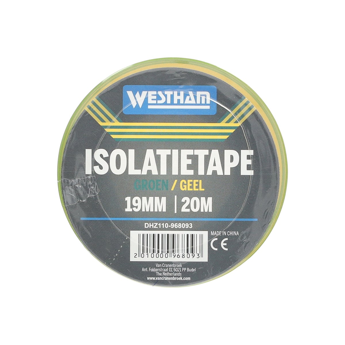Tape groen/geel 19 mm x 20 M Westham Tape groen/geel 19 mm x 20 M Westham