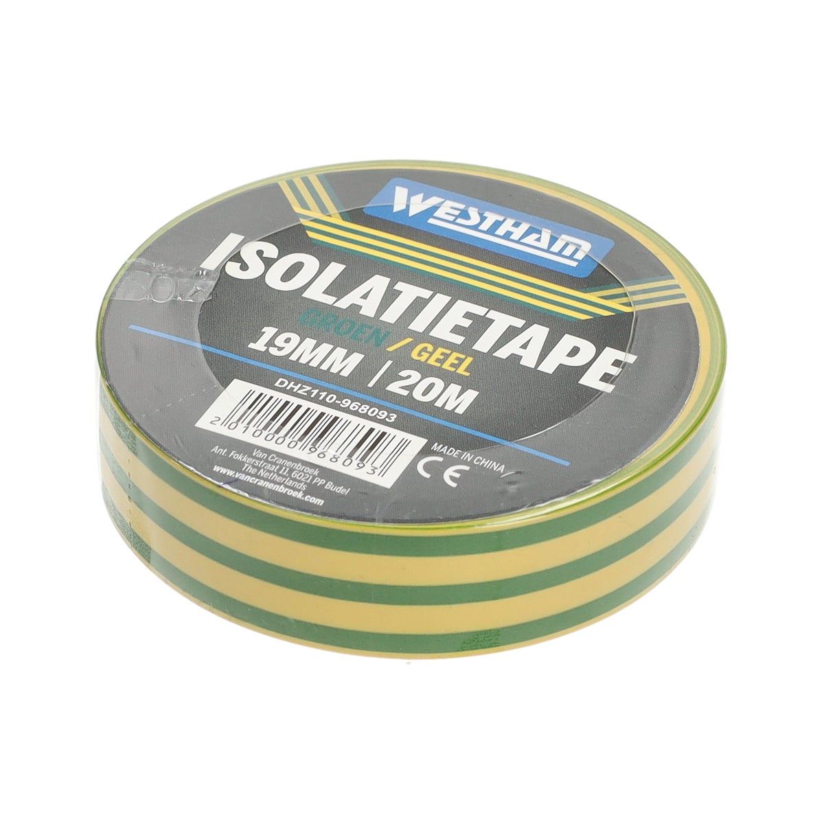 Tape groen/geel 19 mm x 20 M Westham Tape groen/geel 19 mm x 20 M Westham