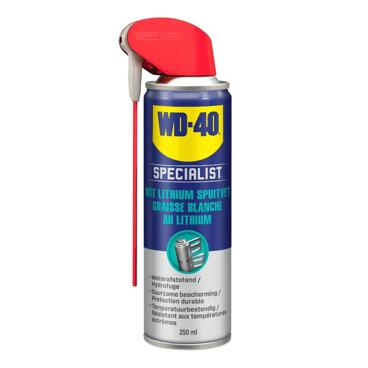 WD40 Spec 250 ml wit lithiumspuitvet WD40 Spec 250 ml wit lithiumspuitvet