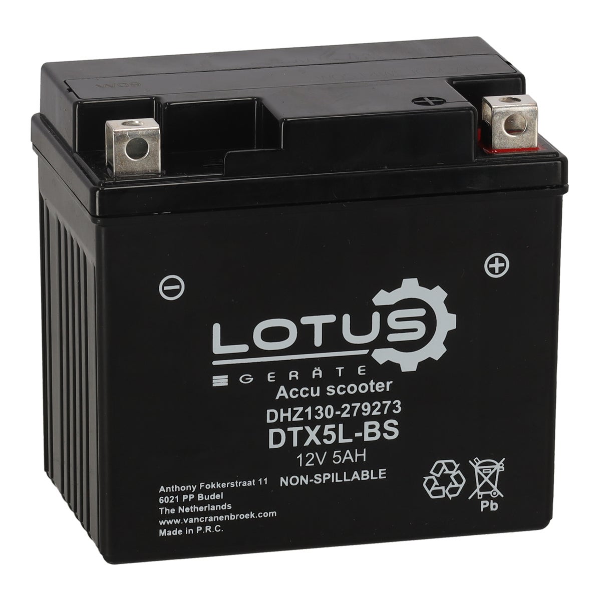 Accu scooter 12V 5Ah DTX5L-BS V2 Lotus Accu scooter 12V 5Ah DTX5L-BS V2 Lotus