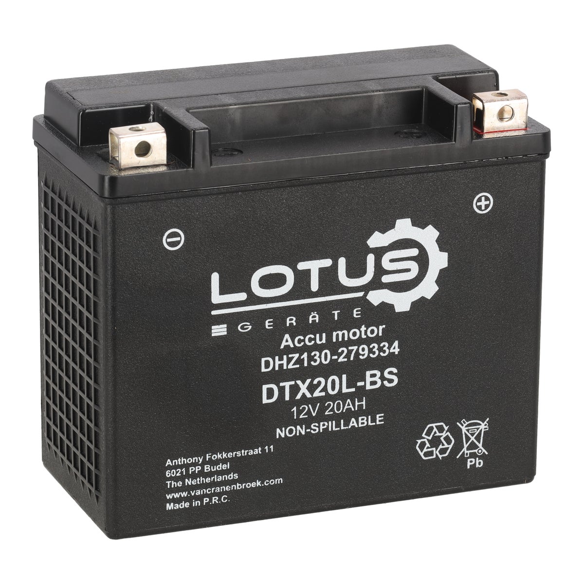 Accu motor 12V 20Ah DTX20L-BS V2 Lotus Accu motor 12V 20Ah DTX20L-BS V2 Lotus