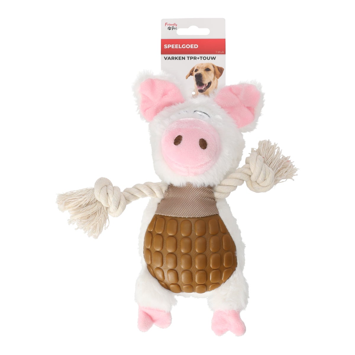 Hondenspeelgoed varken TPR + touw Hondenspeelgoed varken TPR + touw