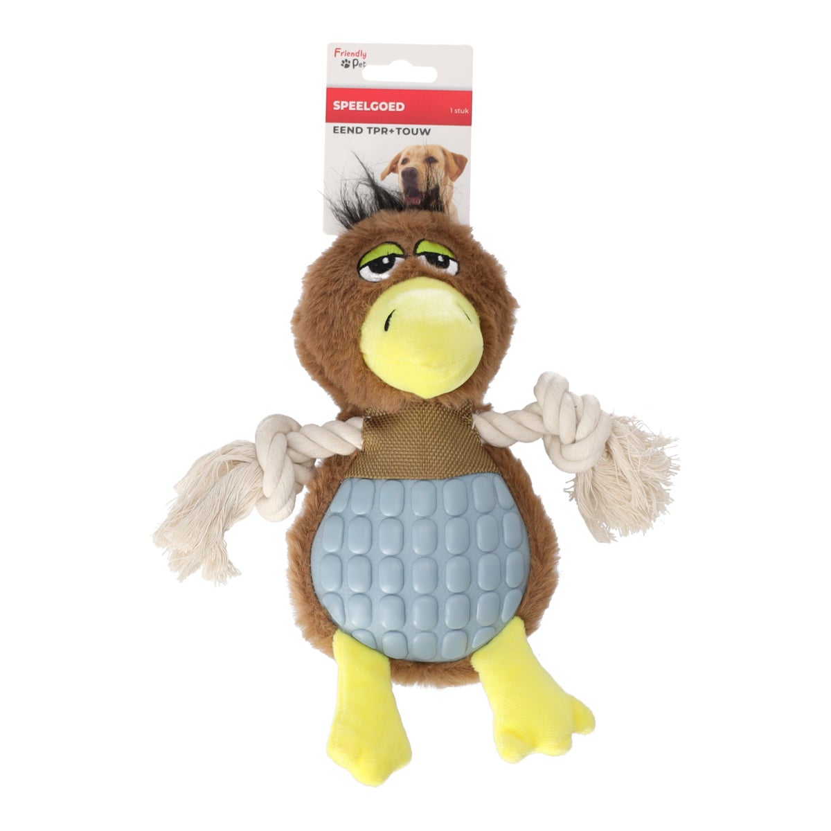 Hondenspeelgoed eend TPR + touw Hondenspeelgoed eend TPR + touw