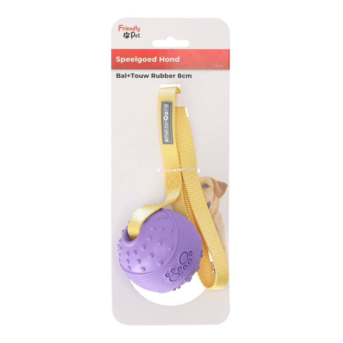 Hondenspeelgoed bal rubber en touw 8 cm Hondenspeelgoed bal rubber en touw 8 cm