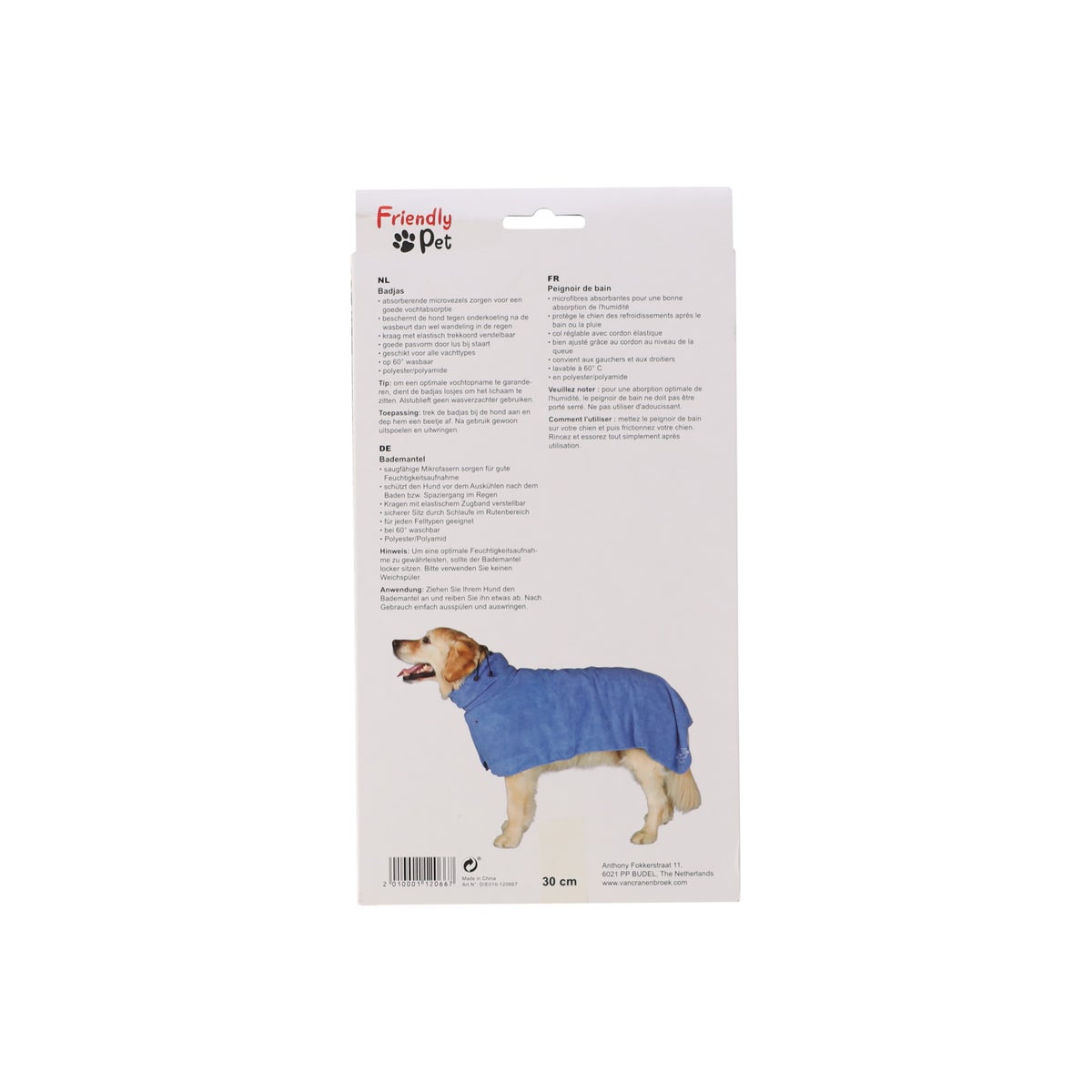 Badmantel hond blauw XS 30 cm Badmantel hond blauw XS 30 cm