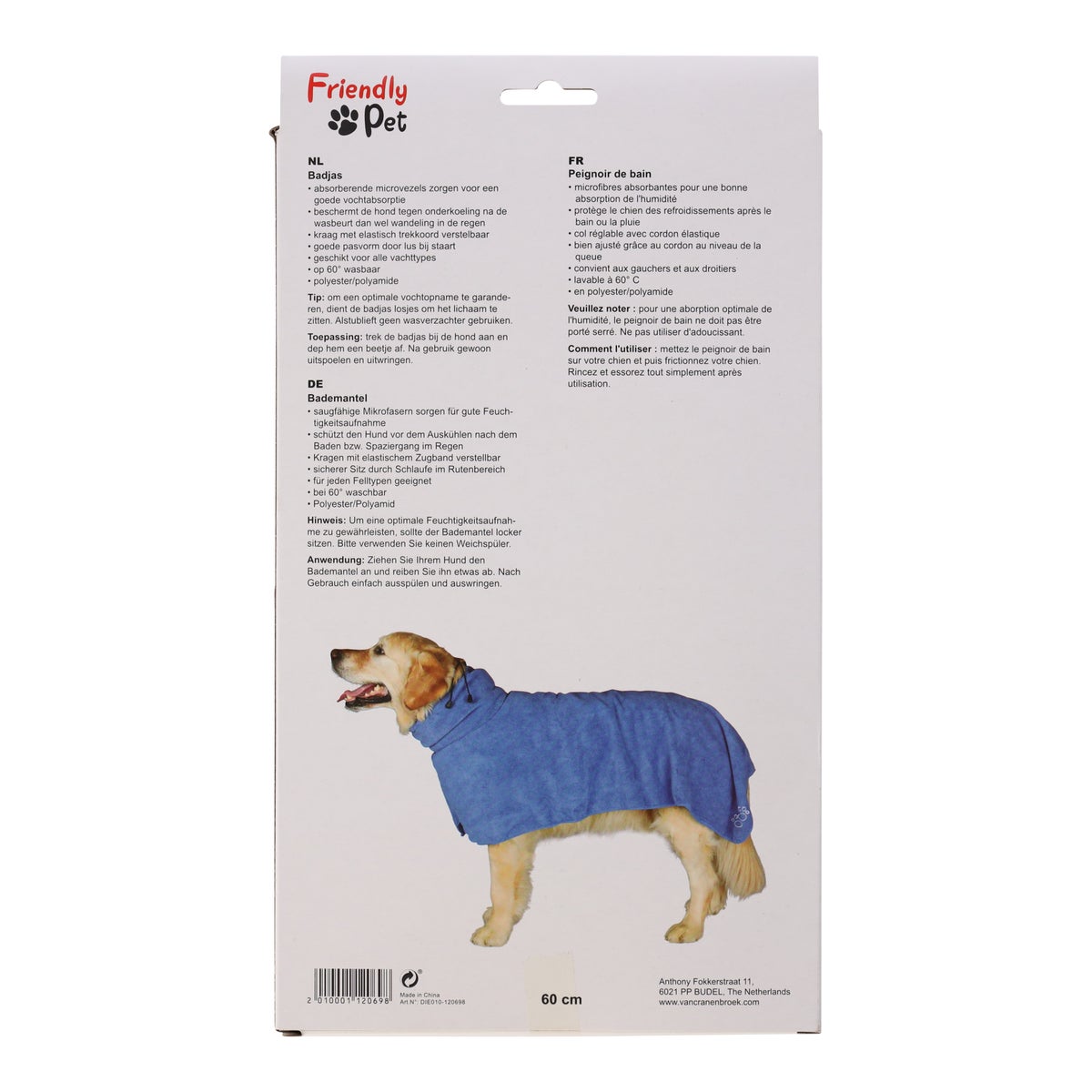 Badmantel hond blauw L 60cm Badmantel hond blauw L 60cm