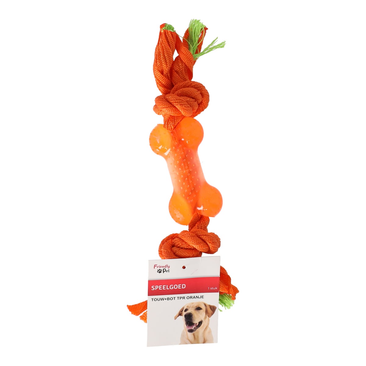 Hondenspeelgoed touw+bot TPR oranje Hondenspeelgoed touw+bot TPR oranje