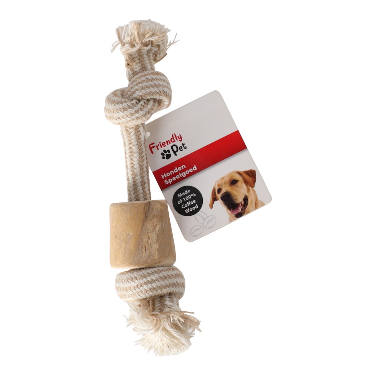 Hondenspeelgoed Java hout 1 blok+touw bruin S Hondenspeelgoed Java hout 1 blok+touw bruin S