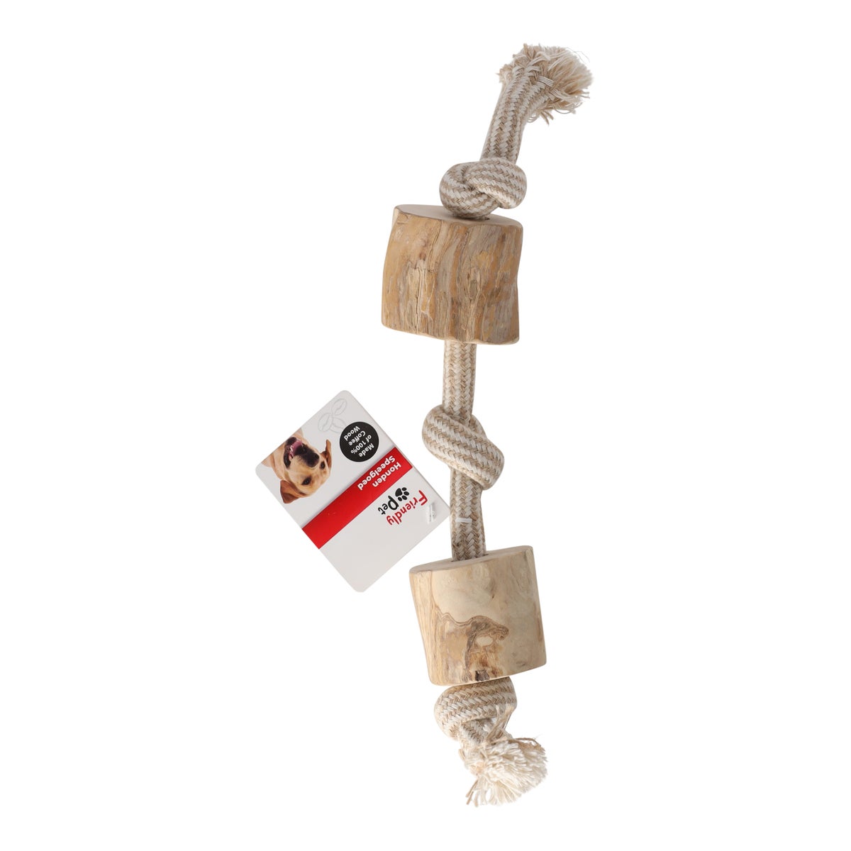 Hondenspeelgoed Java hout 2 blokken+touw bruin M Hondenspeelgoed Java hout 2 blokken+touw bruin M