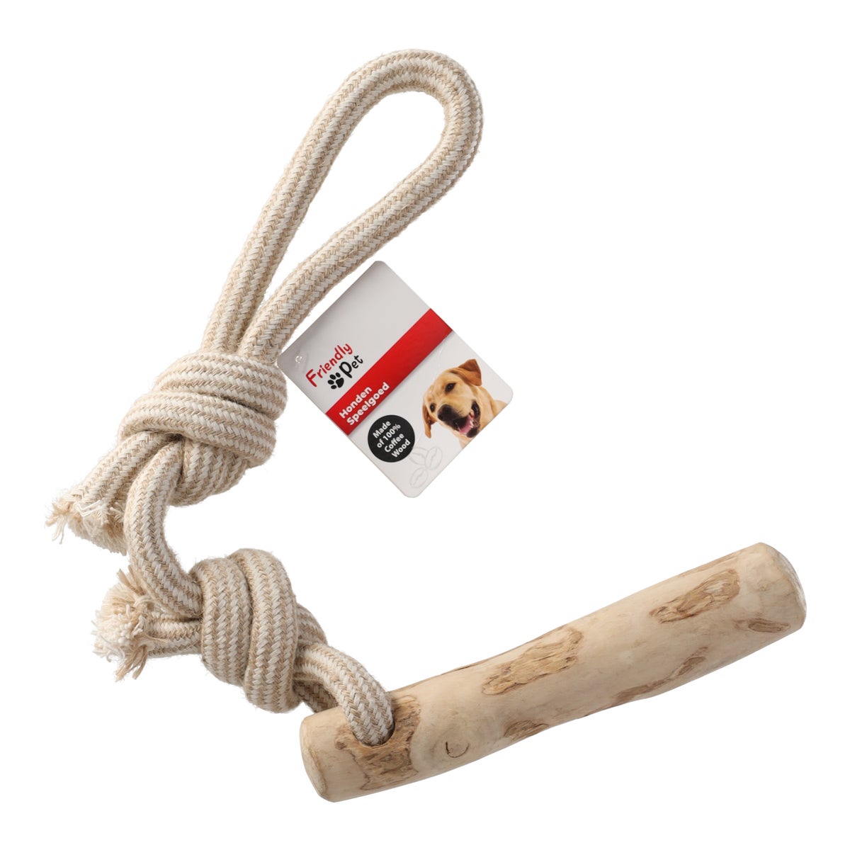 Hondenspeelgoed Java hout stok + trektouw bruin M Hondenspeelgoed Java hout stok + trektouw bruin M