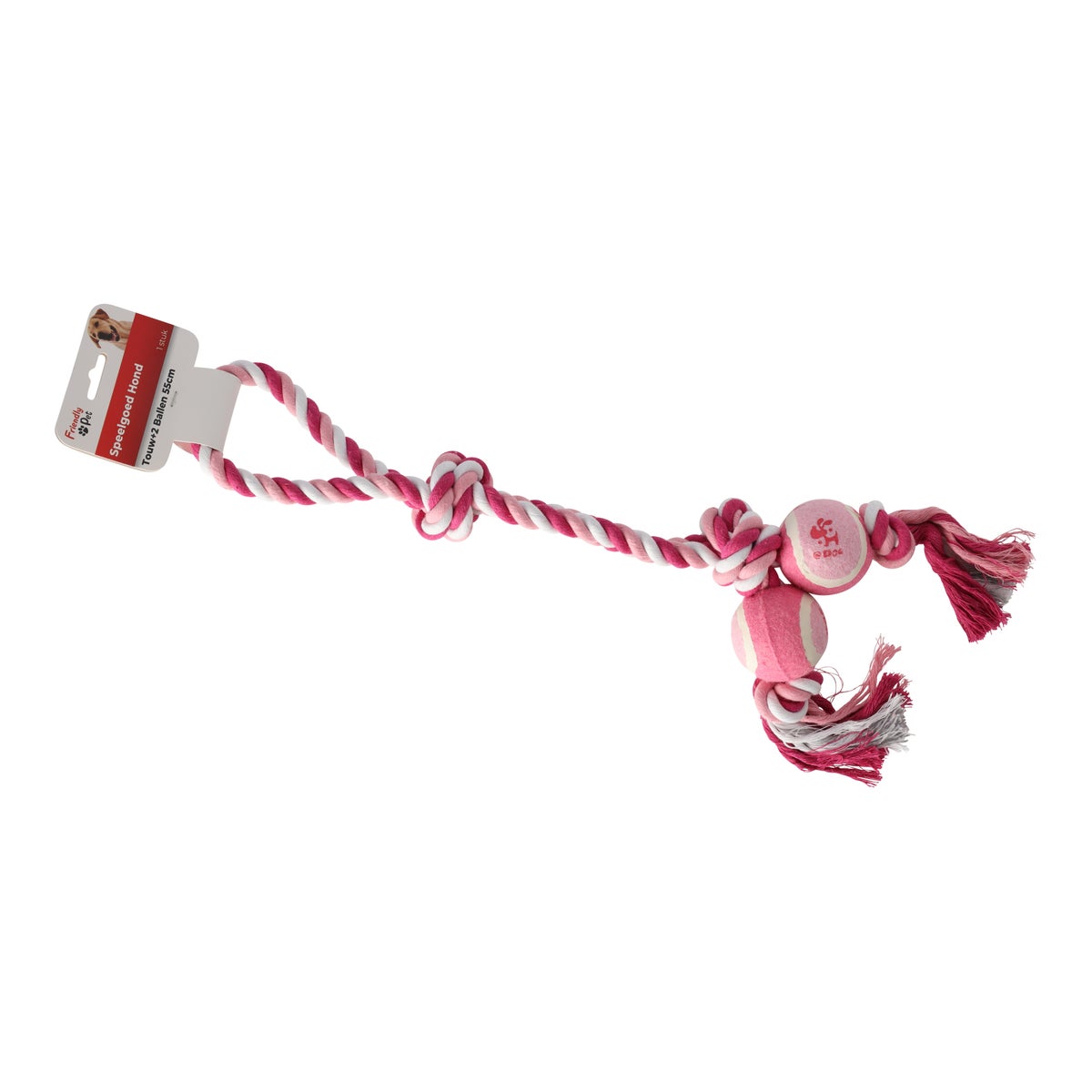 Hondenspeelgoed touw met twee ballen 55 cm Hondenspeelgoed touw met twee ballen 55 cm
