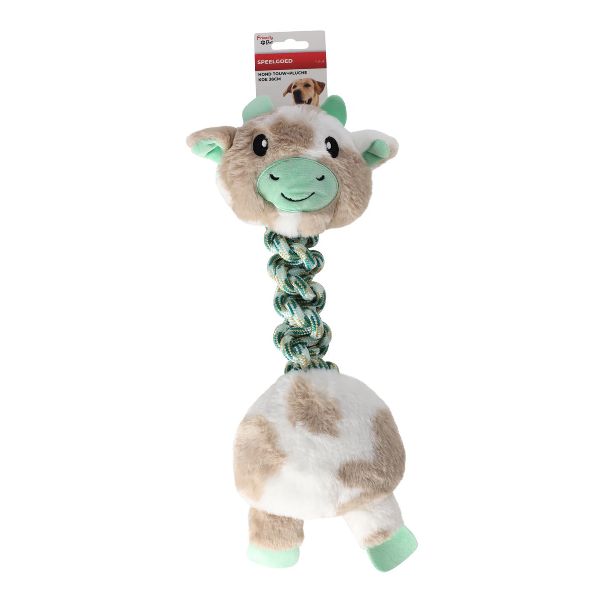 Hondenspeelgoed touw+pluche koe 38cm Hondenspeelgoed touw+pluche koe 38cm
