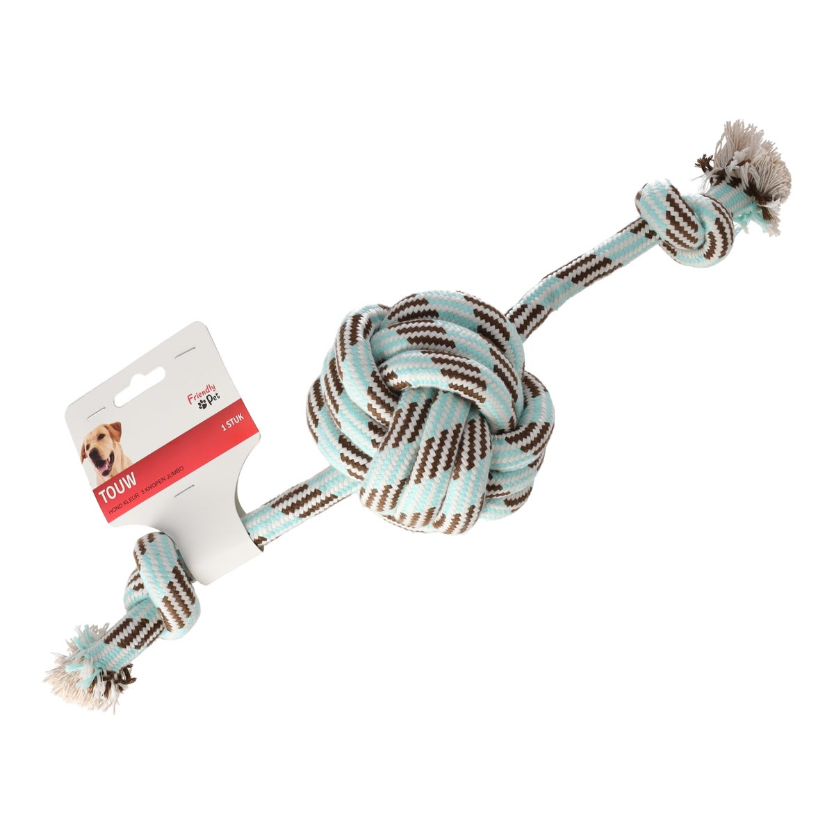 Touw hond kleur 3 knopen jumbo Touw hond kleur 3 knopen jumbo