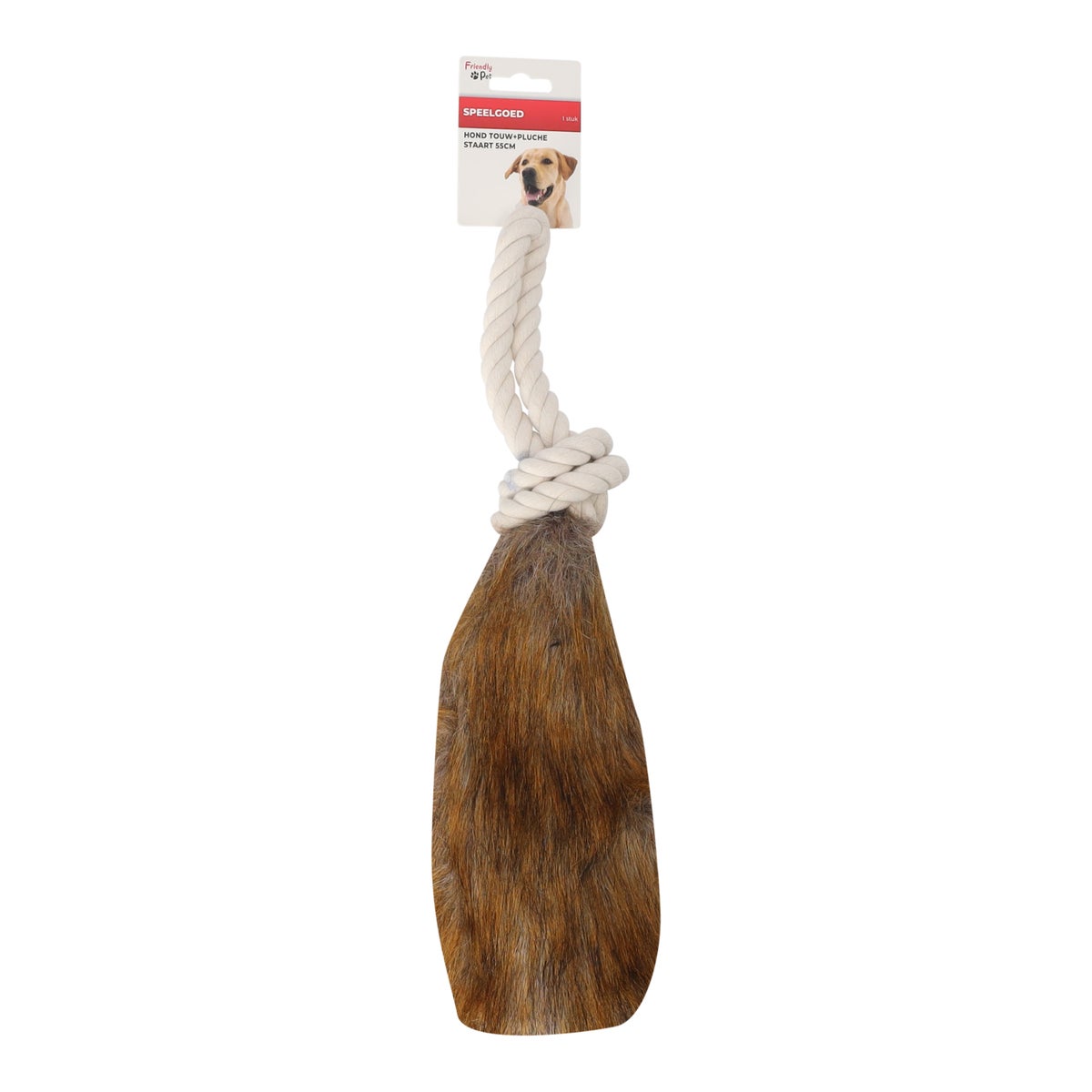 Hondenspeelgoed touw en pluche staart 55 cm Hondenspeelgoed touw en pluche staart 55 cm