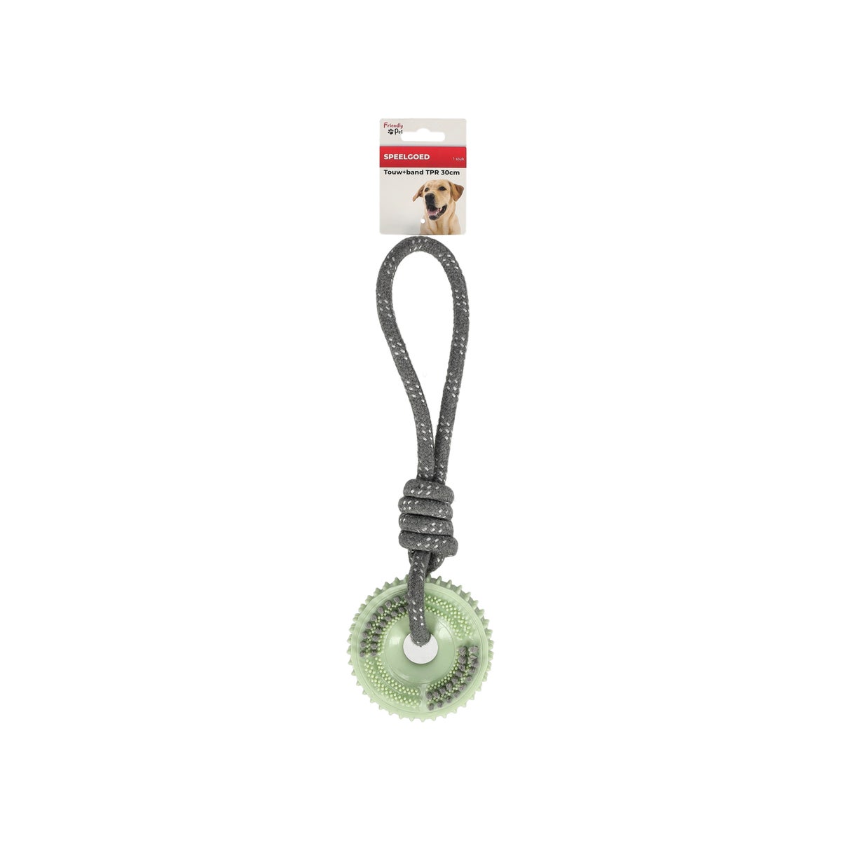Hondenspeelgoed touw met band TPR 30cm Hondenspeelgoed touw met band TPR 30cm