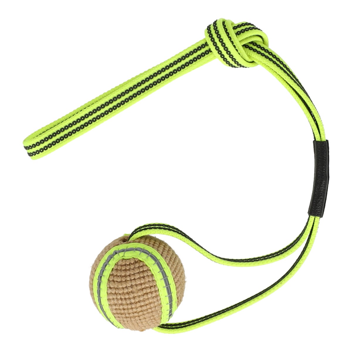 Hondenspeelgoed juru trektouw en bal+ handvat geel Hondenspeelgoed juru trektouw en bal+ handvat geel