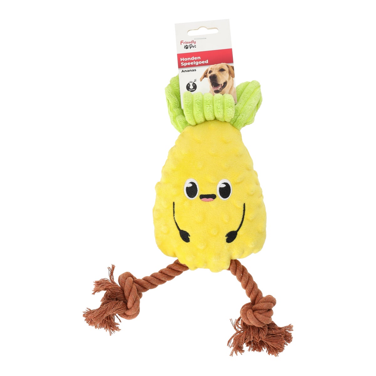 Hondenspeelgoed Ananas en touw geel 33 cm Friendly Pet Hondenspeelgoed Ananas en touw geel 33 cm Friendly Pet