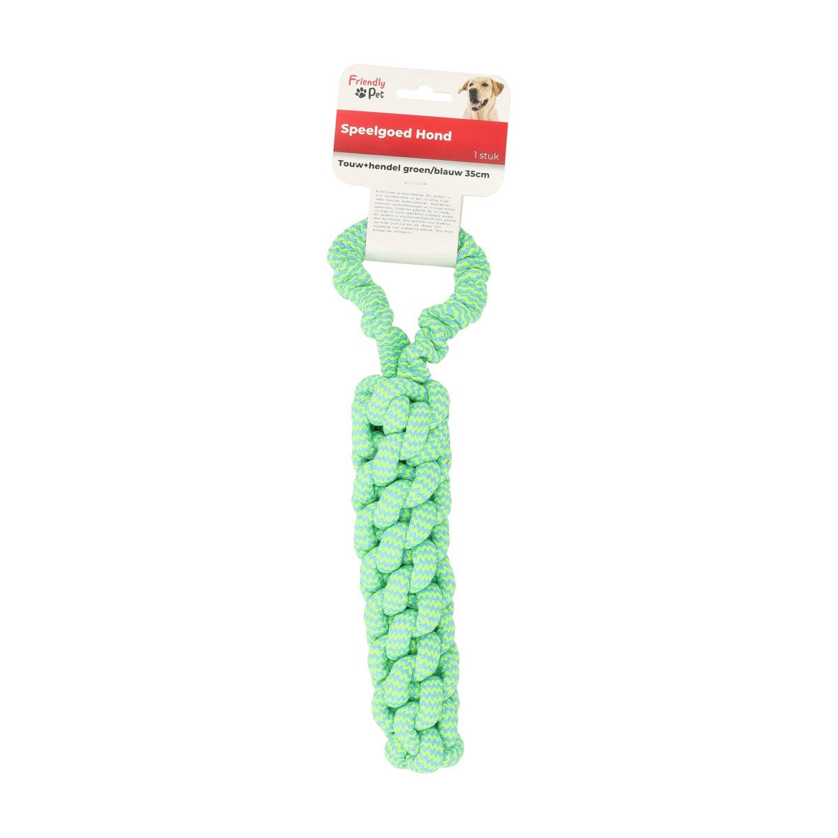 Hondenspeelgoed touw en hendel gr/bl 35 cm Hondenspeelgoed touw en hendel gr/bl 35 cm