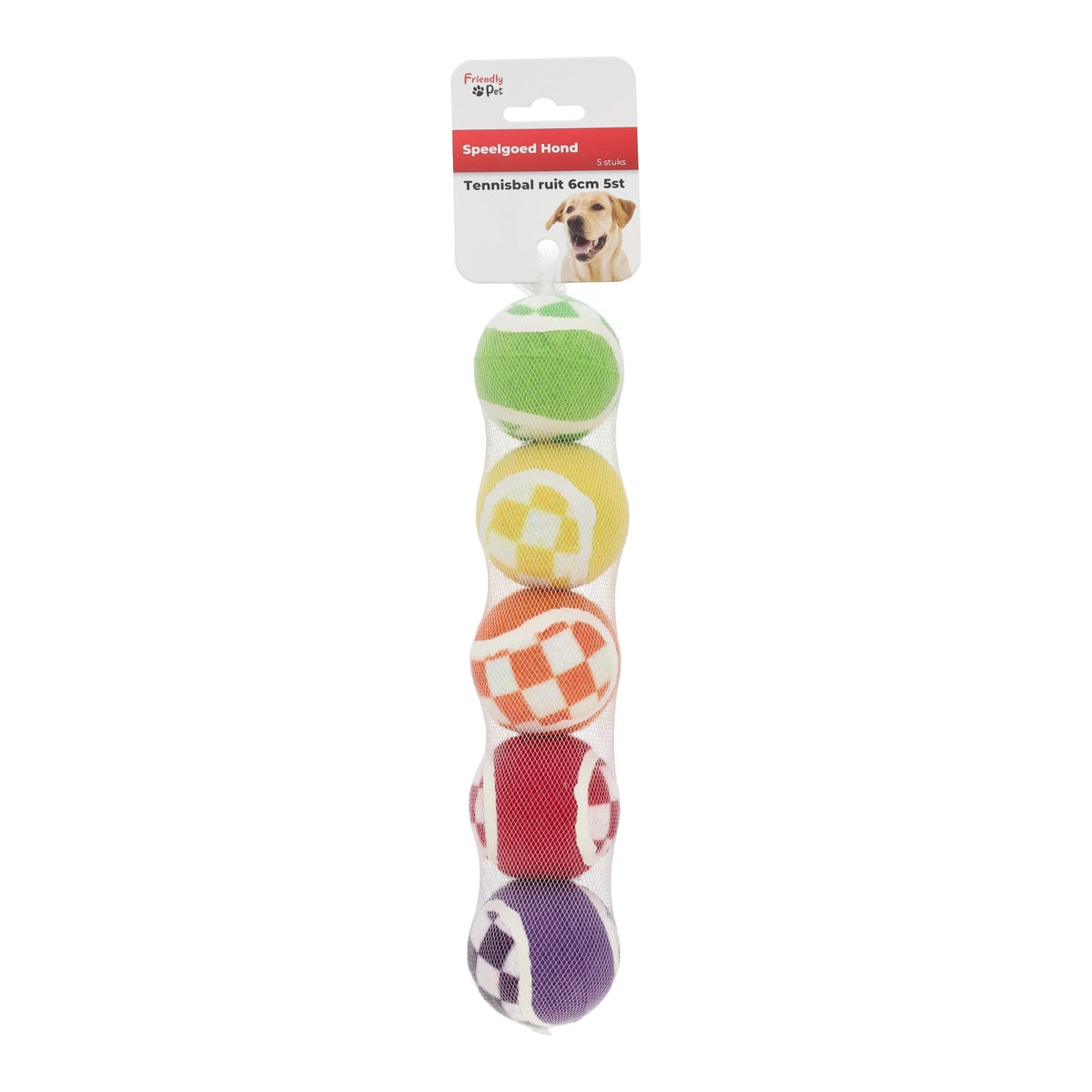 Hondenspeelgoed tennisbal ruit 6 cm 5 stuks Hondenspeelgoed tennisbal ruit 6 cm 5 stuks